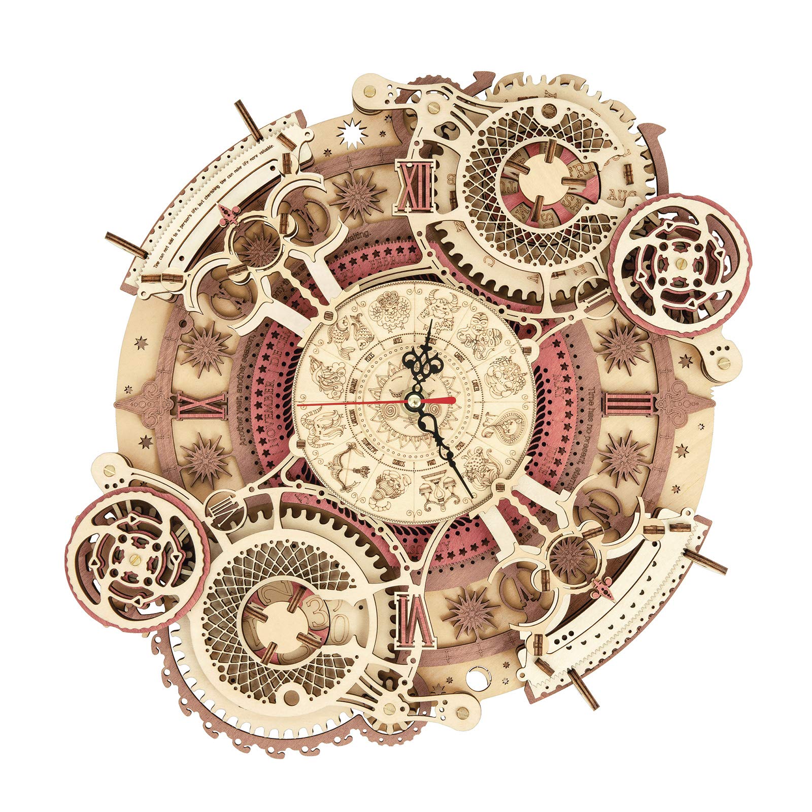 ROKR 3D DIY Wooden Puzzle for Adults Teens Zodiac Wall Clock Model Kits for Adults to Build Retro Decoration Gifts