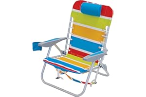 Rio Brands 4-Position Backpack Lace-Up Suspension Folding Beach Chair, Bright Stripe