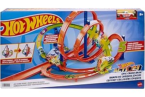 Hot Wheels Toy Car Track Set Action Epic Crash Dash with 1:64 Scale Vehicle & 5 Action Zones, Powered by Motorized Booster (Amazon Exclusive)