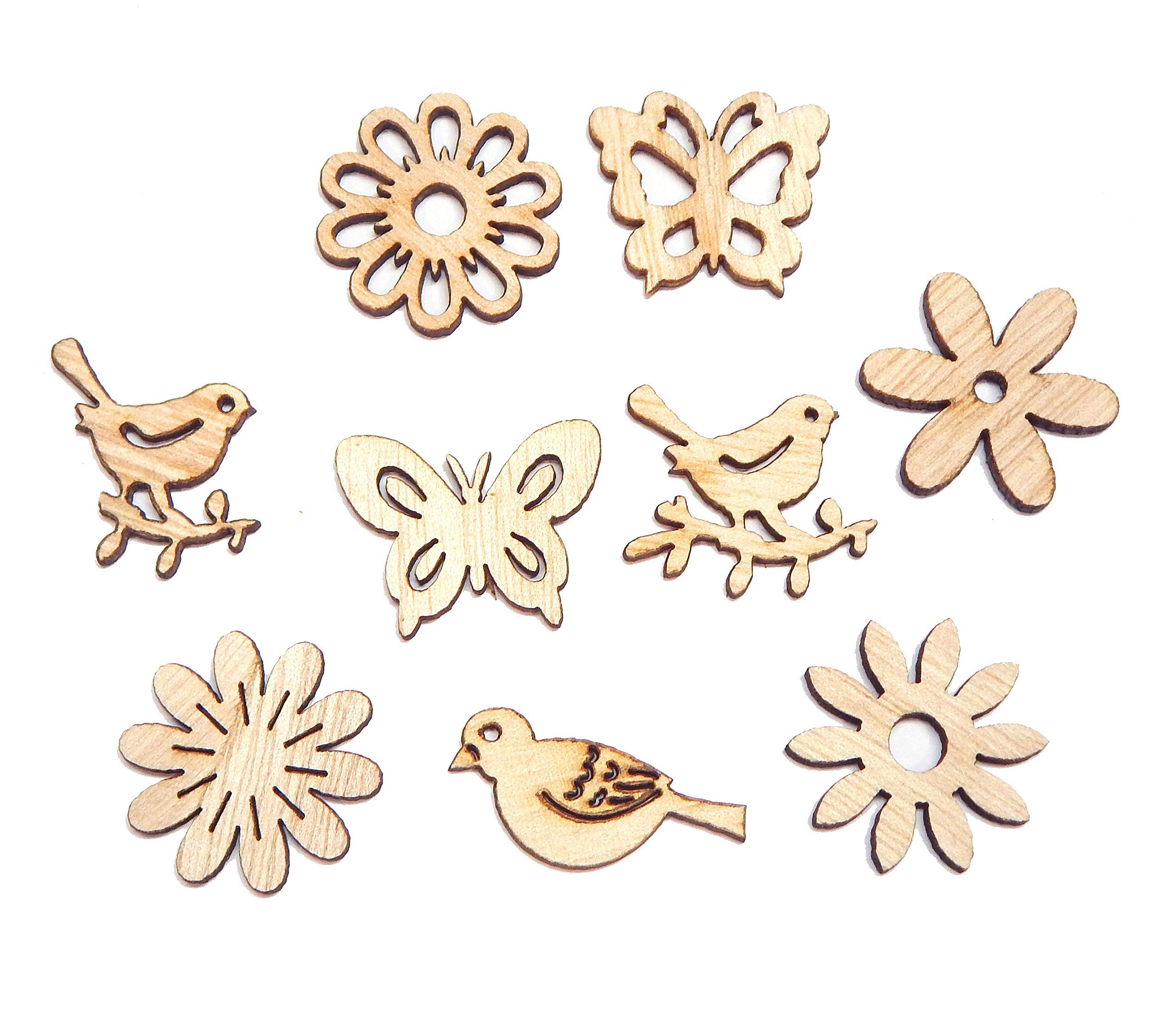 100 pieces wood forest flowers animals shapes plants slices wooden slices wood ornament charms ornament scatter decoration for crafts, DIY, crafts, painting, colouring