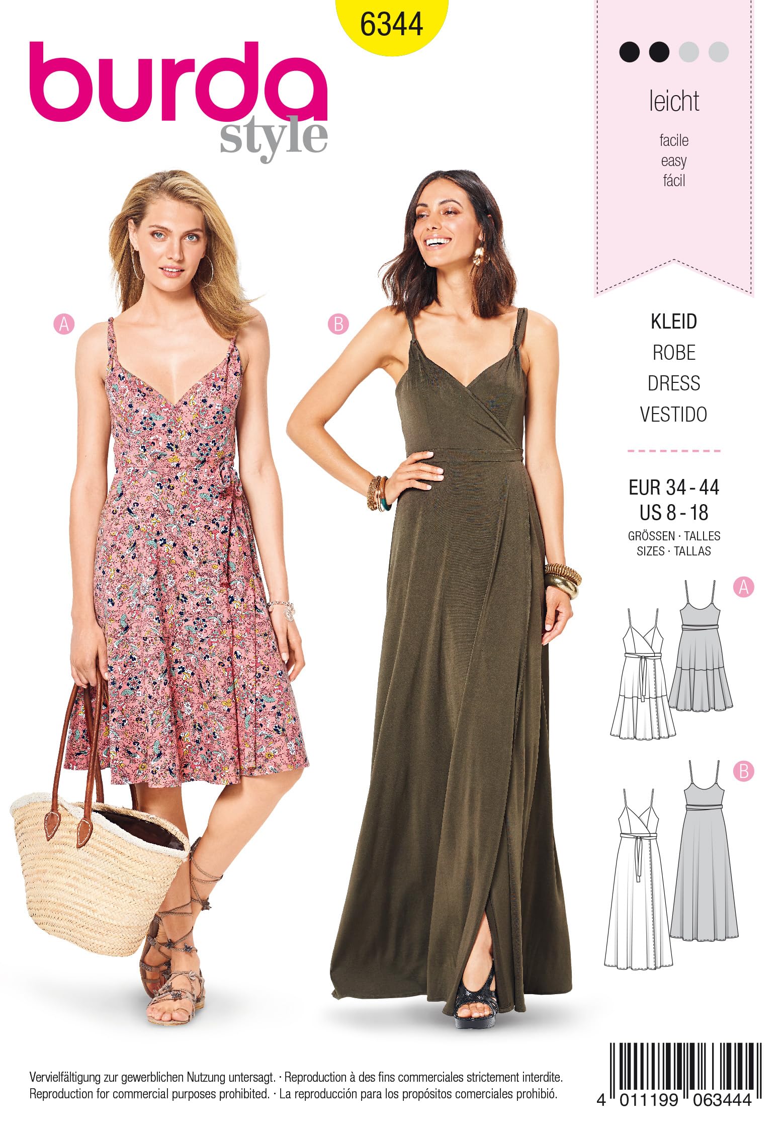 Burda Style Sewing Pattern B6344 Misses' Wrap Dress