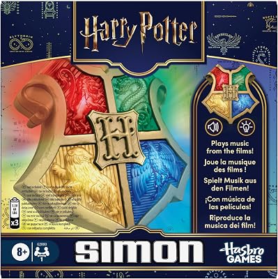 Simon : Harry Potter, Jeu de mémoire électronique Portable, thématique Poudlard, Sons et lumières, sous Licence, 1 Joueurs et +, dès 8 Ans