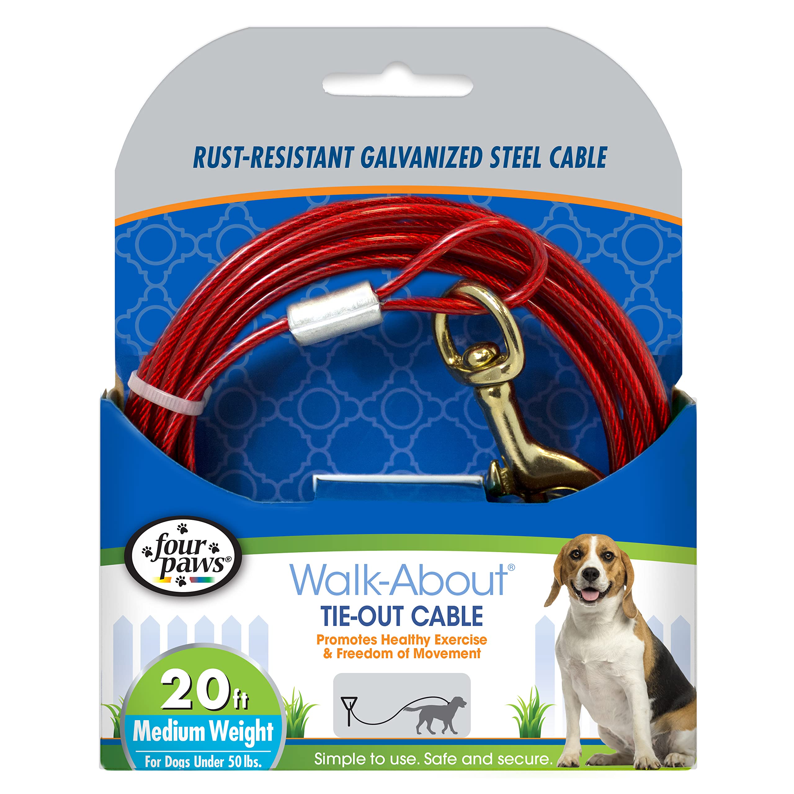Four Paws Weight Cable, 20 ft, Medium, Red
