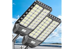 Deepn 7000W Ultra-Large Solar Street Light, Solar Parking Lot Lights High Lumens Solar Powered Street Light IP67 Waterproof Dusk to Dawn Outdoor Lighting Motion Sensor and Remote Control, 2 Pack
