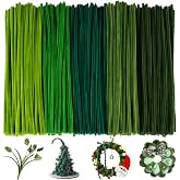 YONOVO 500 Pcs Green Pipe Cleaners 6mm Thick 12 inch Long (Gradient Green) | Higher Density Plush, Less Shedding, Fluffier, For DIY Flower Making, Bulk Fuzzy Chenille Stems, Christmas Decor, Gifts