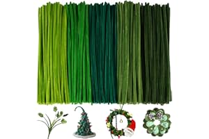 YONOVO 500 Pcs Green Pipe Cleaners for Crafts Flowers Bulk 8mm Thick 12 inch Long, Pipecleaners Chenille Stems Fuzzy Sticks Wire Tiges Chenilles for Kids Christmas Craft Supplies (Gradient Green)