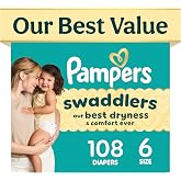 Swaddlers Diapers, Size 6 (23-44 lbs), 108 Count, Absorbent, Keeps Baby Dry and Comfortable, Pediatrician Recommended Skin Safe Disposable Baby Diaper