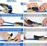 Ohuhu Ratchet Straps 8 Pack 4.6m x 25mm 680kg Break Strength Blue view 5