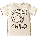 Funny Somebody's Feral Child Shirt for Boys and Girls Vintage Retro Punk Rock Tee for Kids