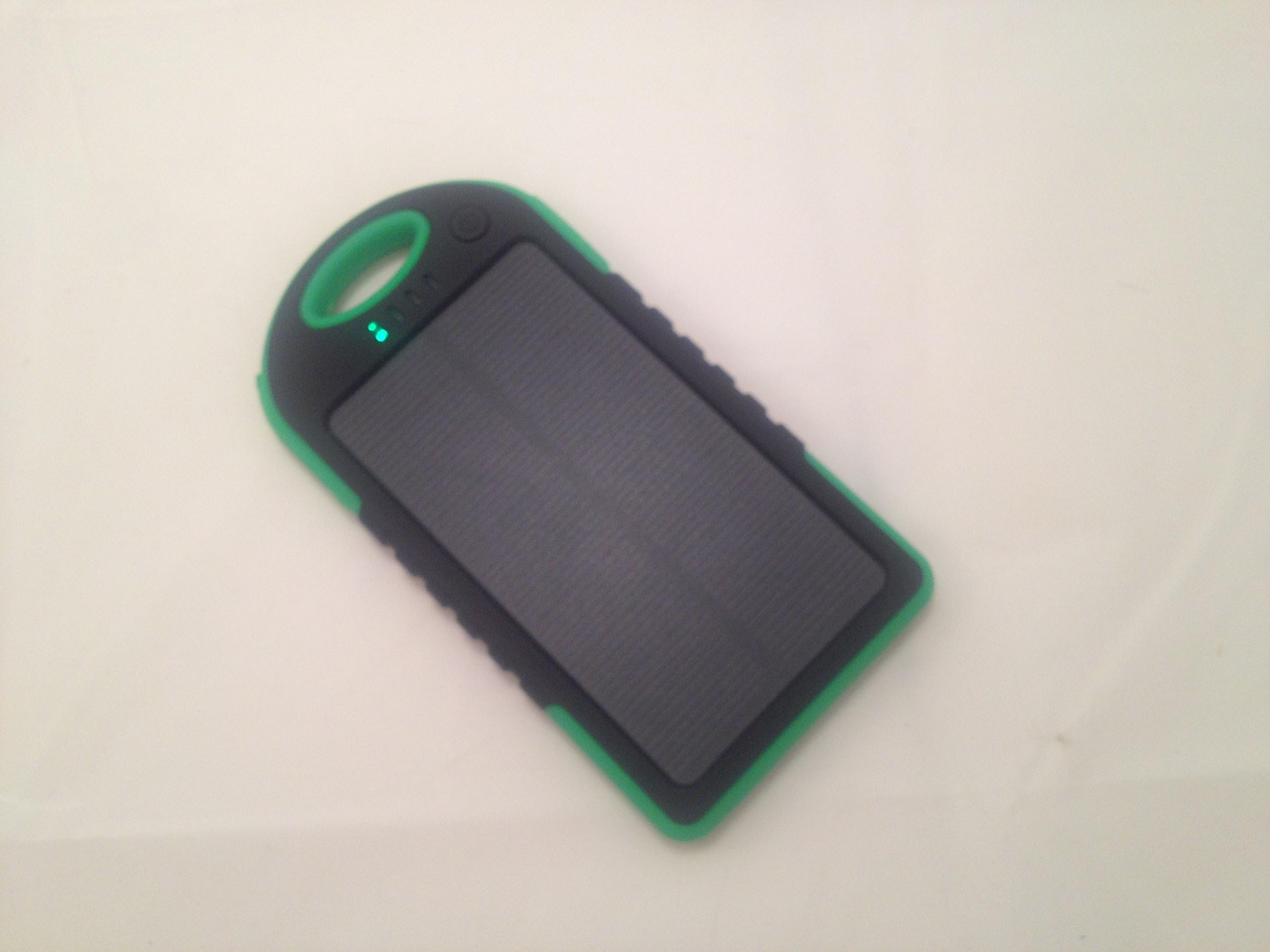 Solar Panel 5000mah Portable Charger Rain-resistant, Dirtproof and Shockproof. Solar Portable Charger Backup Battery Pack for Iphone 6, 6 Plus, 5s, 5c, 4, 4s, Ipad, Ipad Mini, Samsung Galaxy Note 2, Note 3, S2 S3, S4, S5, Nexus 4/5/7, Gps Devices, Cameras and Other Usb-charged Devices - Black with Green Trim