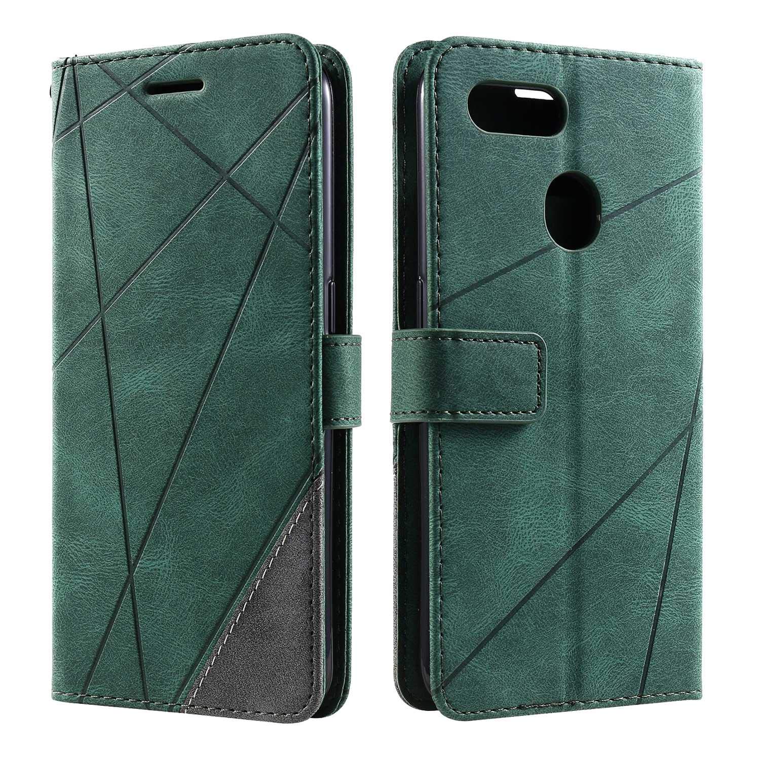 SONWO Case for Oppo AX7 / AX5s, Premium Leather Flip Wallet Case with Magnetic Closure, Card Slots, Kickstand, Green