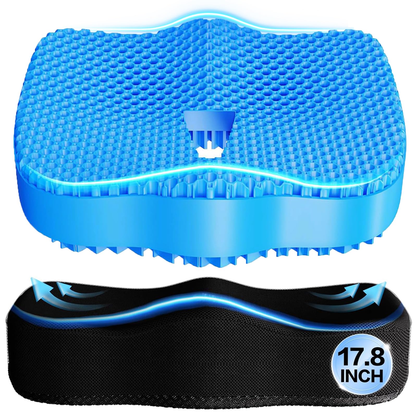 Photo 1 of Seat Cushion, Gel Wheelchair Seat Cushion Chair Pad Cushion, Relieve Sciatica, Back, Coccyx, Pressure Sore and Ulcer Pain, Wheelchair Accessories with Waterproof Mesh Fabric