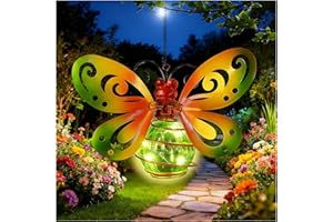 MAXTHOT Butterfly Garden Decor with Bouncy Springs Pendant Lights Birthday Gifts for Women Mom Grandma,Hanging Solar Lights Outside Waterproof Metal Solar Outdoor Decoration for Yard, Porch,Patio,Backyard