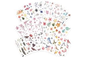 Knaid Watercolor Birds and Flowers Stickers Set - Decorative Sticker for Scrapbooking, Kid DIY Arts Crafts, Album, Bullet Journaling, Junk Journal, Planners, Calendars and Notebook