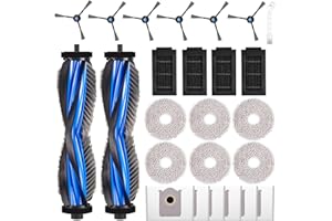 EOVWAEO 25 Pack Accessories for ECOVACS DEEBOT T50 PRO Omni / T50 PRO Omni Gen2 /T50 Omni Robot Vacuum, Replacement 2 Anti Tangle Main Brush 6 Mop Pads 6 Dust Bag 6 Sidebrush 4 Filter 1 Cleaning Brush