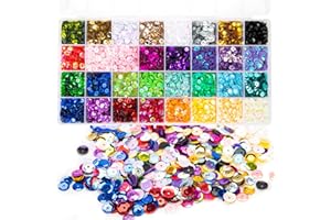 FUCEURY 20800 Pcs 6MM Bulk Loose Sequin, 32 Colors Round Embroidery Sequins Cup Craft Sequins with Holes for DIY Sewing Making?with Storage Box?