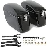 Vivid 60L Hard Saddle Bag Trunk W/brackets Compatible with Harley Honda | Black; Compatible with Harley-Davidson Dyna Honda Suzuki Kawasaki Yamaha Cruiser