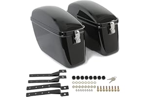 EGO BIKE Vivid Black Large Hard Saddle Bag Trunk W/brackets For Motorcycle Compatible With Harley-Davidson Dyna Honda Suzuki Kawasaki Yamaha Cruiser