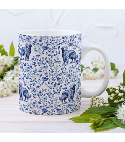 RVEAFA Golden Retriever Blue French Toile Mug