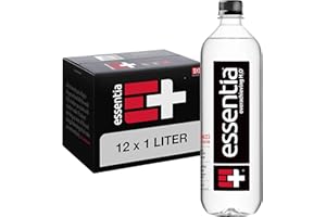 Essentia Bottled Water, 1 Liter, 12-Pack, Ionized Alkaline Water:99.9% Pure, Infused With Electrolytes, 9.5 pH Or Higher With