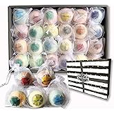 Aromatherapy Bath Bomb Gift Set.24 Individually Wrapped Bath Bombs in Gorgeous Mesh Bags. Luxury Bath Bombs Set Ready to Gift as Party Favors, Wedding Favors etc. 24 Bath Balls Fizzers