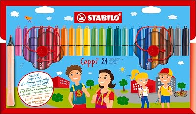 STABILO Cappi Fibre-Tip Pen with Cap-Ring Pack 24 Assorted Colours