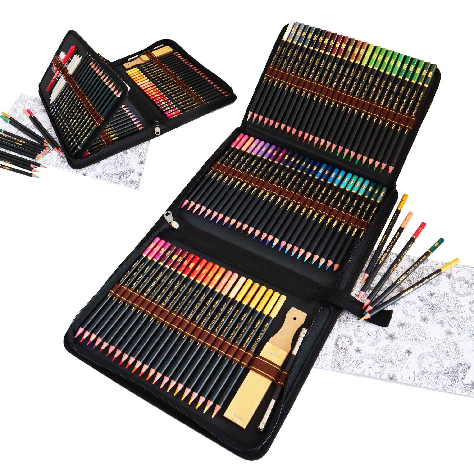 Majoart 96 Colouring Pencils Sketch Drawing Set, Art Pencils in Personalized Case - Includes Charcoal and Accessories for Adult Artists