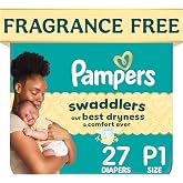 Swaddlers Newborn Diapers, Size P1 (up to 6 lbs), 27 Count, Fragrance Free, Hypoallergenic, Absorbent, Pediatrician Recommended, Skin Safe
