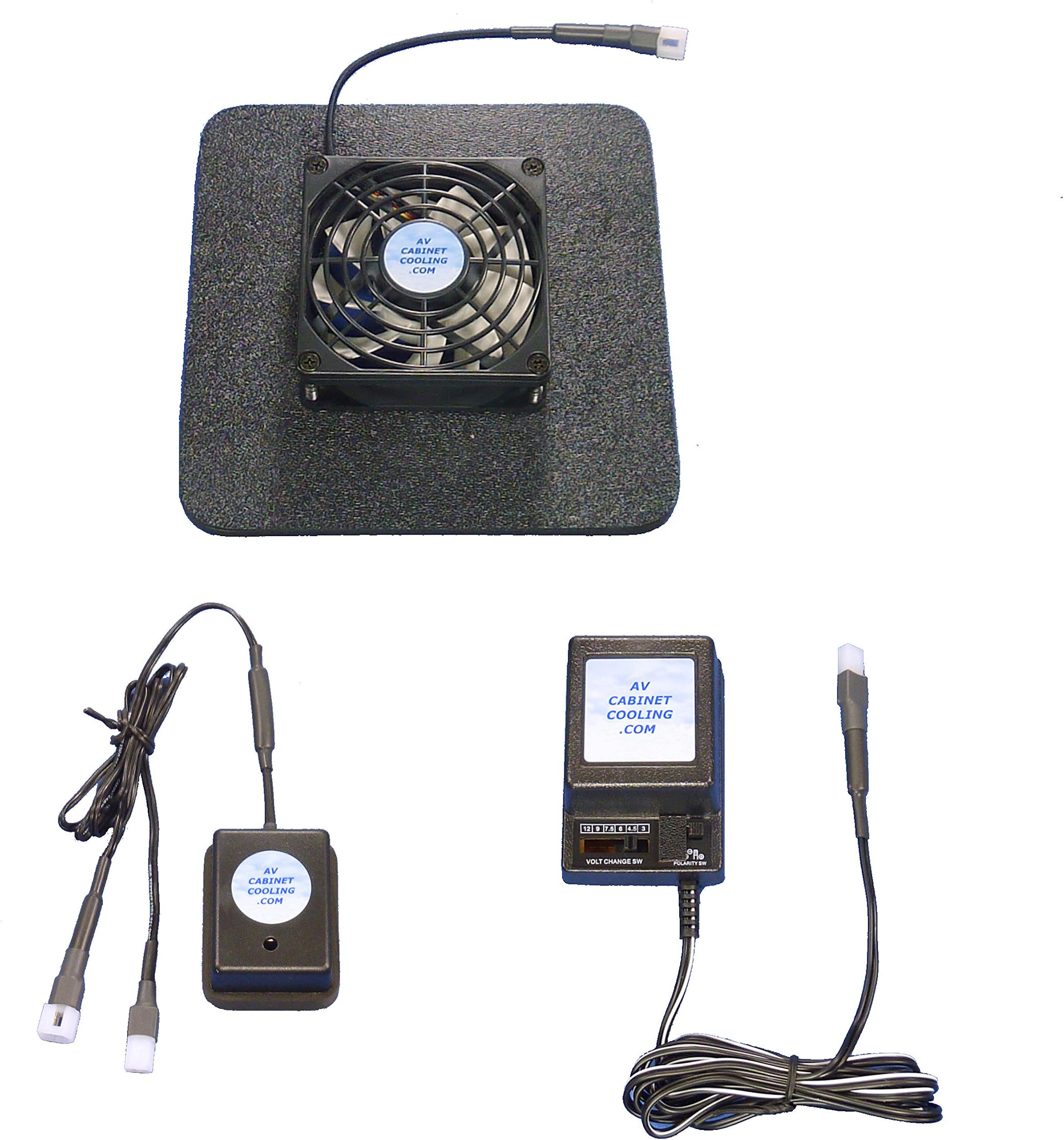 AV Receiver/AMP/DVR Cooling Fan w/thermoswitch Module & Multi-Speed Control