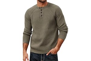 PJ PAUL JONES Mens Sweaters Casual Waffle Pullover Sweater Button Crewneck Textured Knit Henley Sweaters