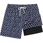 Salakuu Mens Swim Trunks 7 Inch Inseam Board Shorts with Compression Liner Swimsuit Bathing Suit Quick Dry
