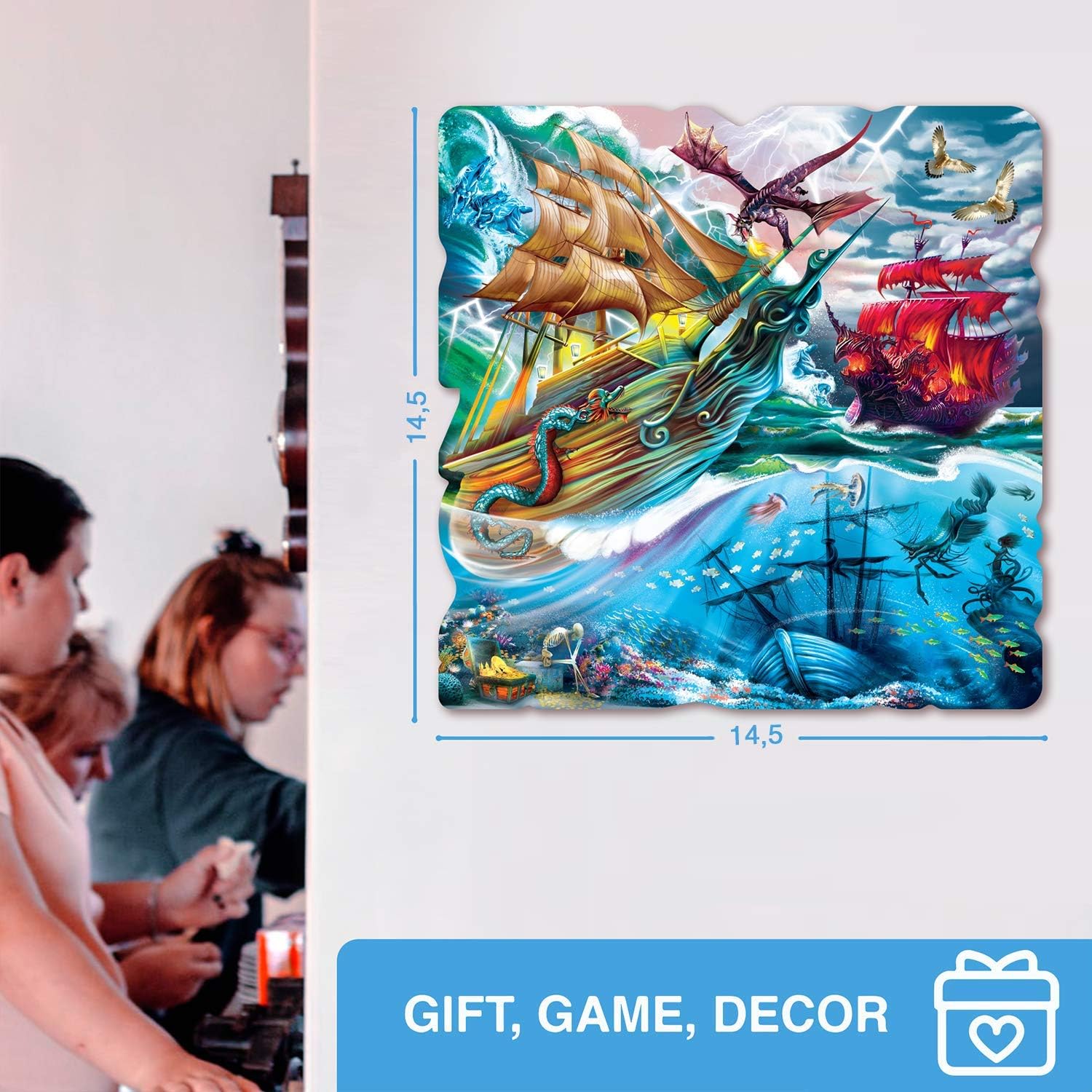 300 Piece Puzzles for Adults by Quokka, Wooden Adult Puzzle with Ship Battle, Unique Puzzles for Adults with Irregular Jigsaw Puzzles Pieces, Ship Battle Puzzles for Adults: Toys & Games