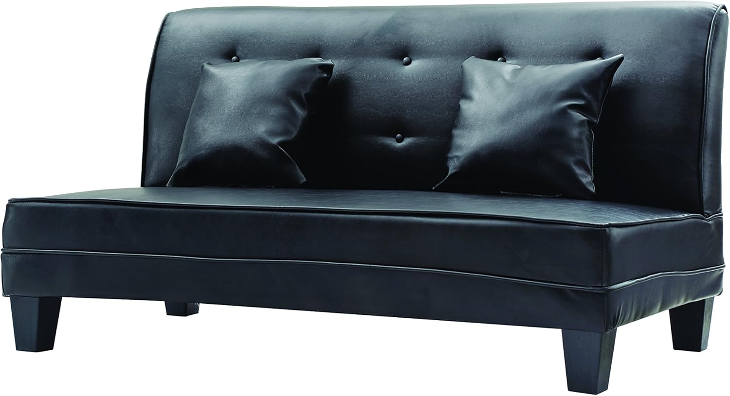 Glory Furniture Newbury Armless Loveseat, Black Faux