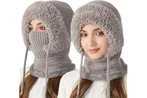 3 in 1 Beanie Hat with Scarf and Mask, Winter 3-in-1 Set Premium Knitted Unisex Ski Beanie Hat, Balaclava Hats.