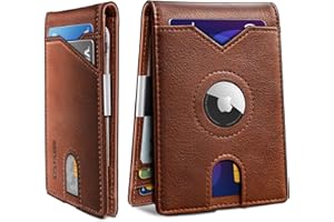miyozi Airtag Wallet for Men,with Money Clip 11 Cards Slim Front Pocket Leather RFID Blocking Wallet with Gift Box