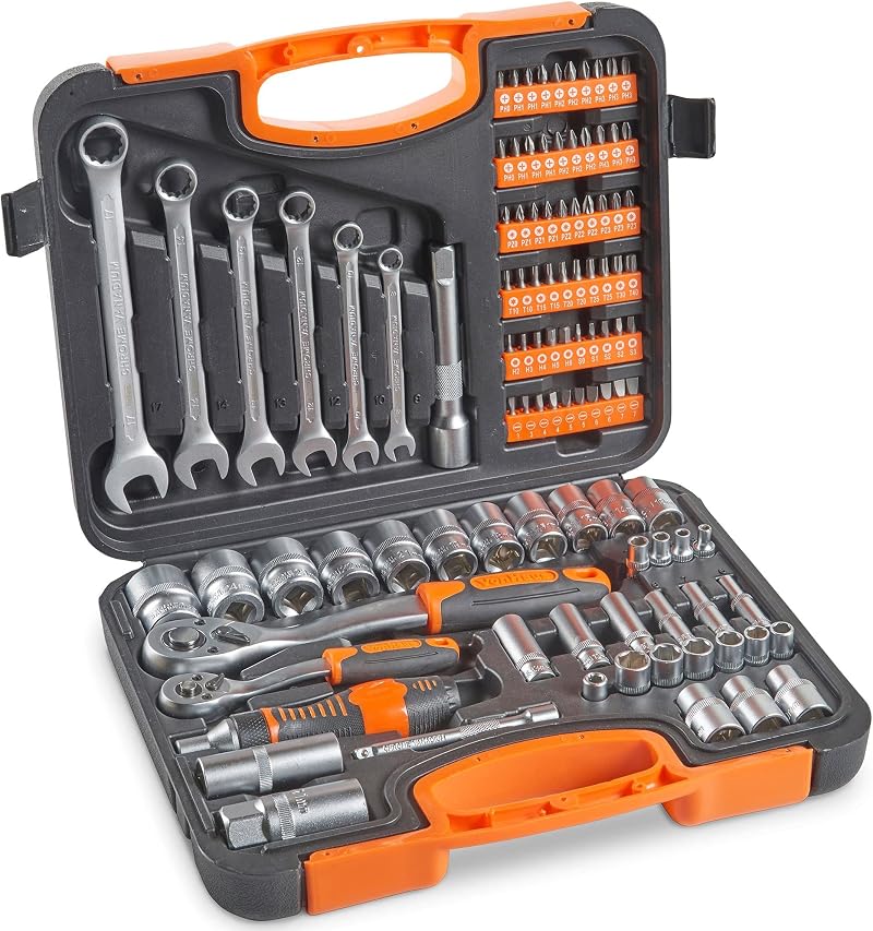 VonHaus 104-Piece Socket Set with Extension Bar Ratchet and Case