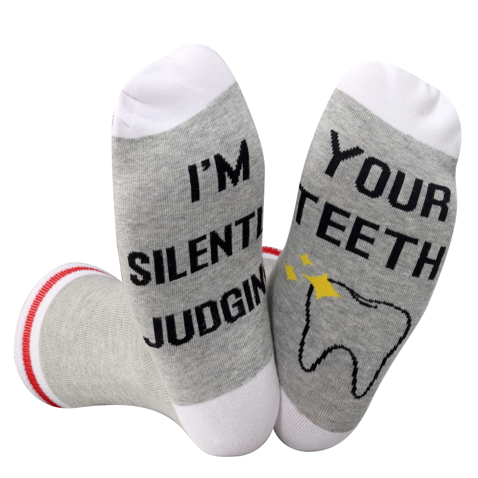 JTOUK Dentist Gift Dental Hygienist Gift Dental Assistant Gift I’m Silently Judging Your Teeth Dental Graduation Funny Socks (Judging Your Teeth EU)