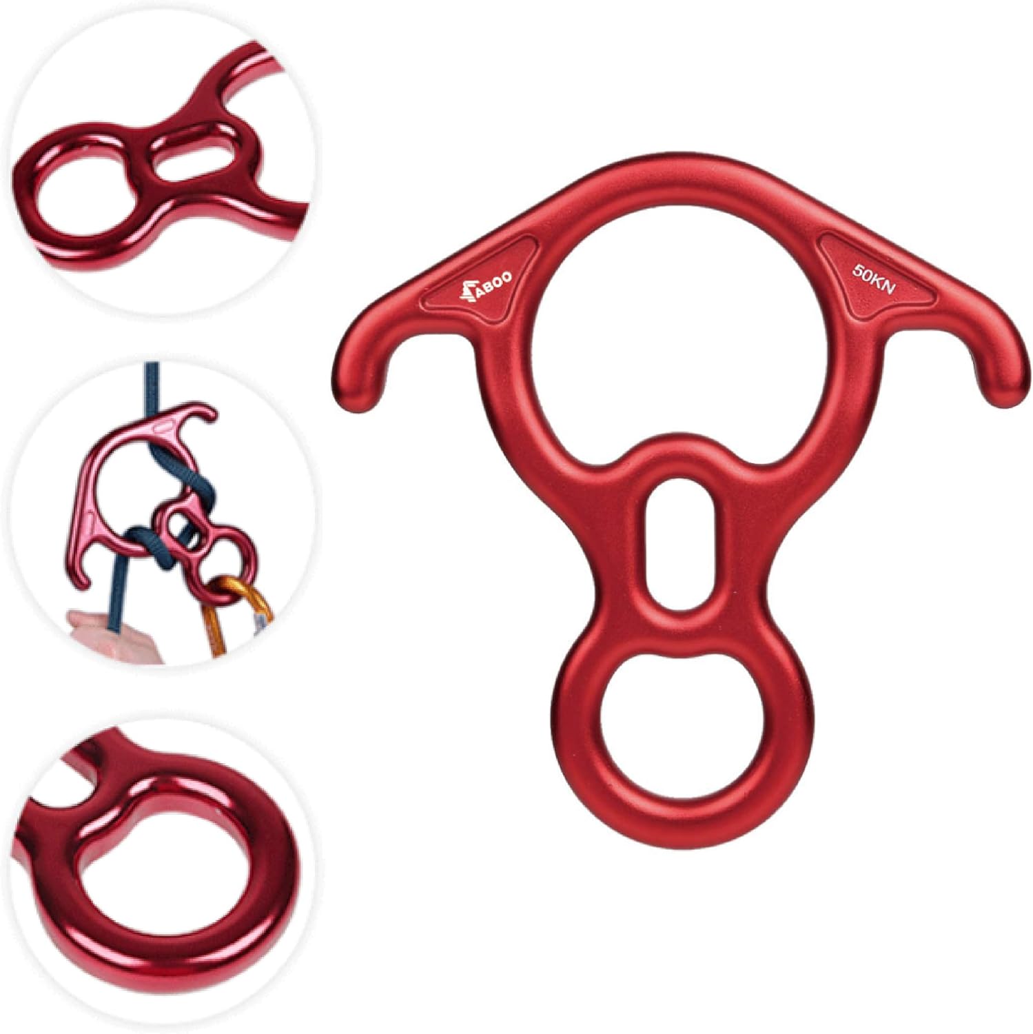 TRIWONDER 50KN Rock Climbing Figure 8 Descender Rescue Belay Device
