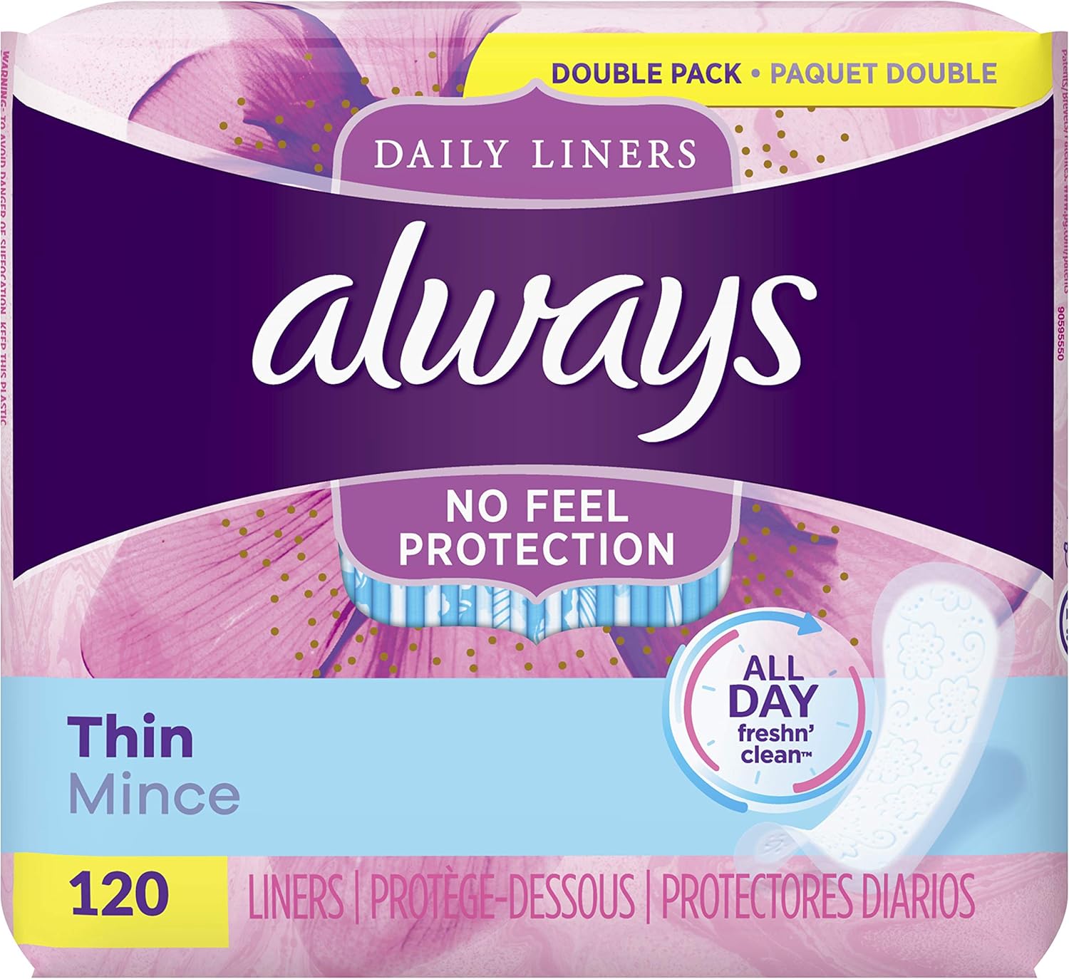 Always Thin Daily Liners, Regular Absorbency, 120 Count, Unscented, Wrapped: Health & Personal Care