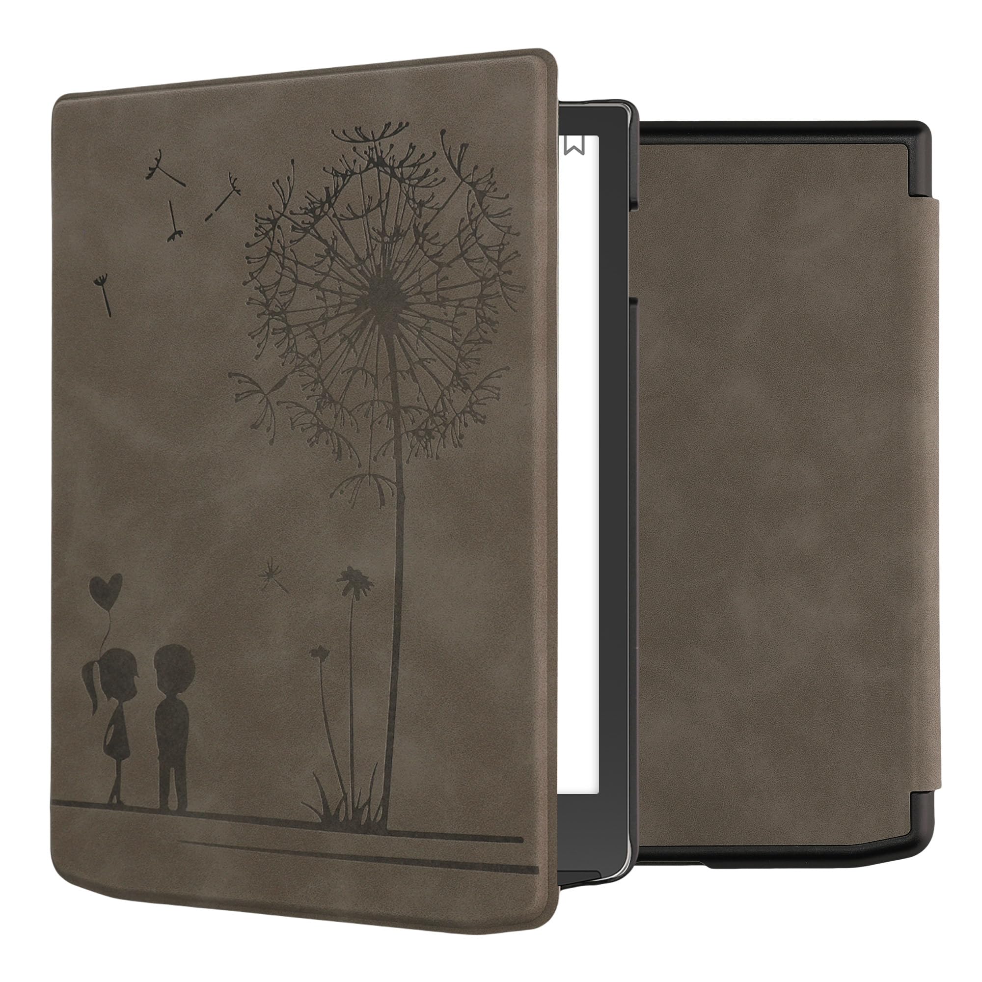 kwmobile Cover for Pocketbook InkPad 4 / Color 3 / Color 2 / Vivlio InkPad 4 / InkPad Color 3 Case - eReader Cover with auto sleep funktion - Dandelion Love with Grey