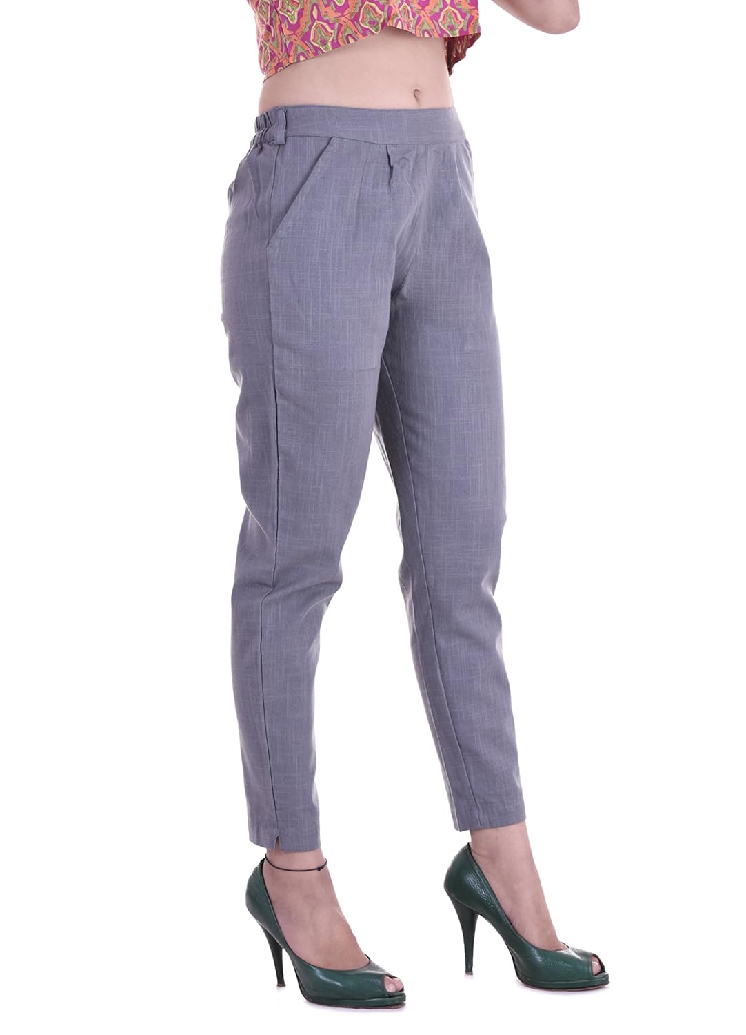 fashion cloud women's regular fit cotton slub pants