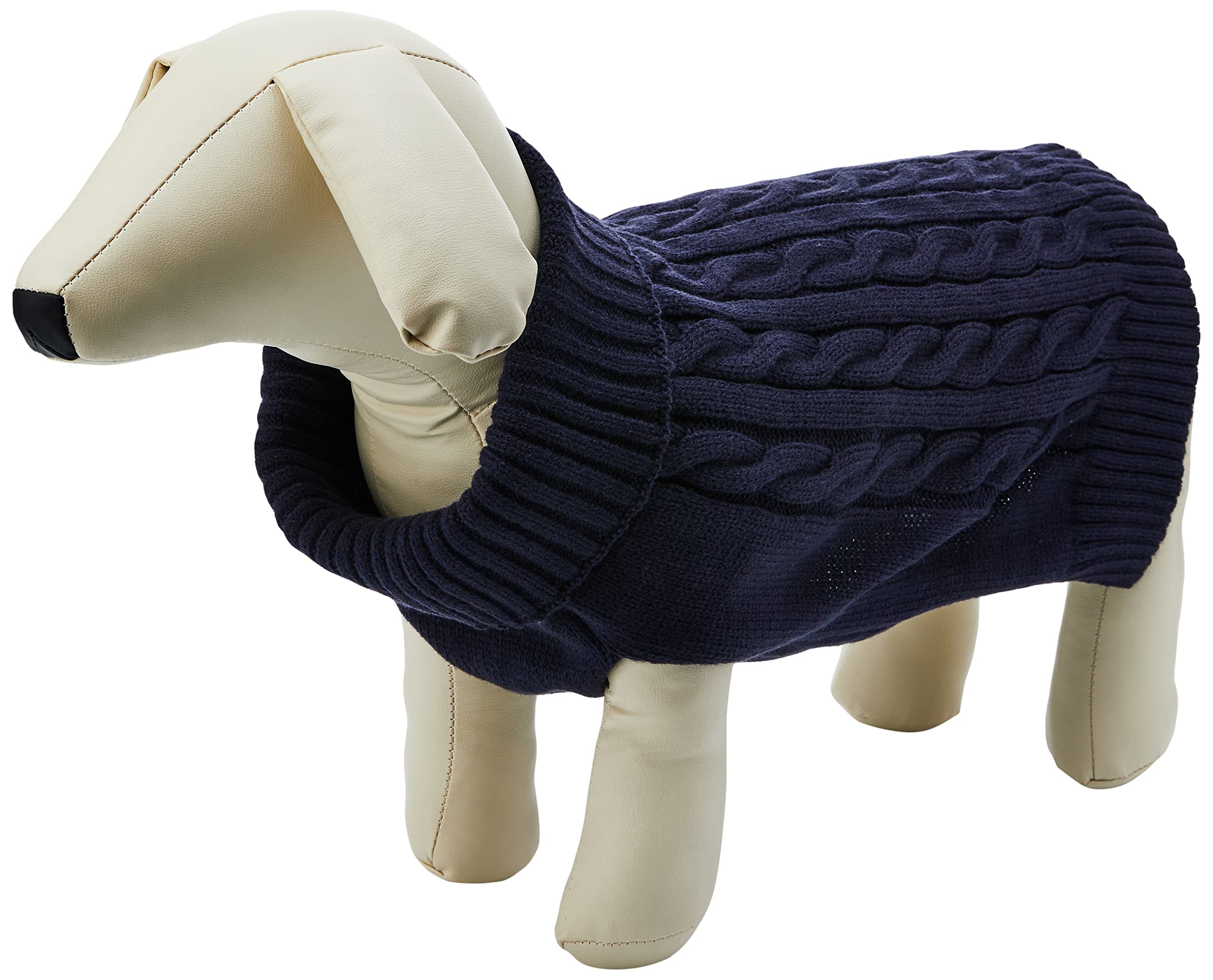 Buster & Beau Luxury Charlton Cable Knit Dog Jumper in Midnight Blue Medium Soft Warm Comfortable Outdoor Indoor Easy to Wear Sweater for All Breeds