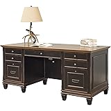 Martin Furniture Hartford Double Pedestal Shaped Desk, Brown - Fully Assembled
