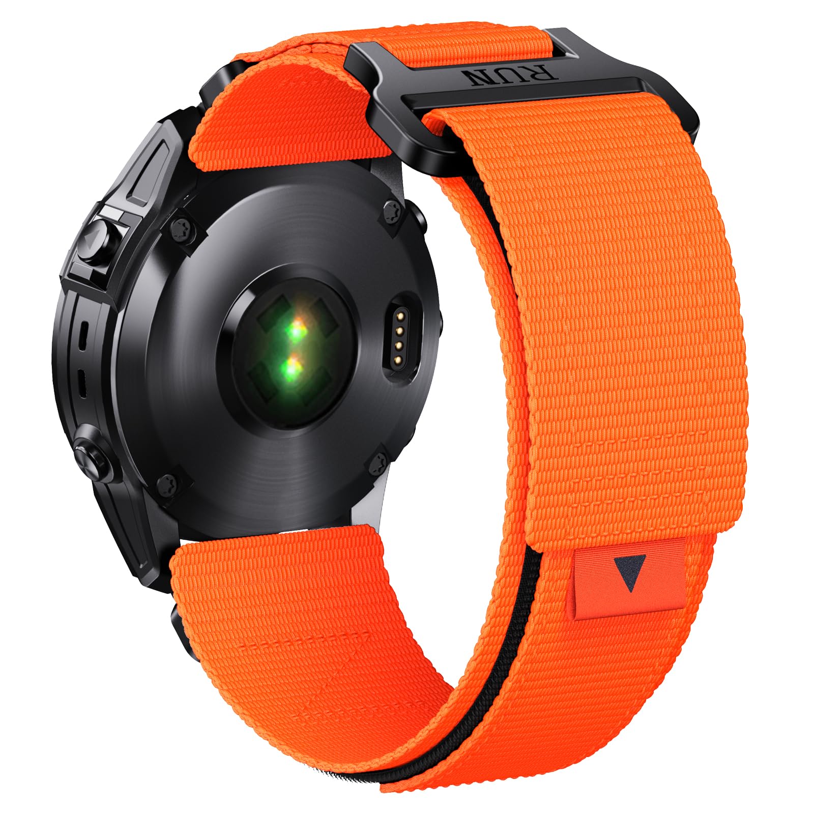 NotoCity Watch Strap Nylon Compatible with Garmin Fenix 6x pro, 26mm Quickfit Watch Band for Garmin Fenix 7X/6X/5X/3/3HR, Descent MK1/MK 2i/MK 2 with Replacement Woven Loop Band for Men(Orange)