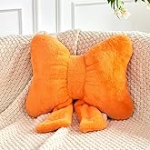 XVTRU Bow Pillow, Soft Bow Decorative Pillows with Faux Rabbit Fur, Cute Bow Throw Pillows, Aesthetic Home Decor Bow Shaped P