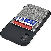 Dockem Wallet Case for iPhone XR; Liquid Silicone Protective Card Case with Built-in Metal Plate for Magnetic Mounting & 2 Credit Card Holder Slots (6.1", M2L M-Series, Black w/Grey)
