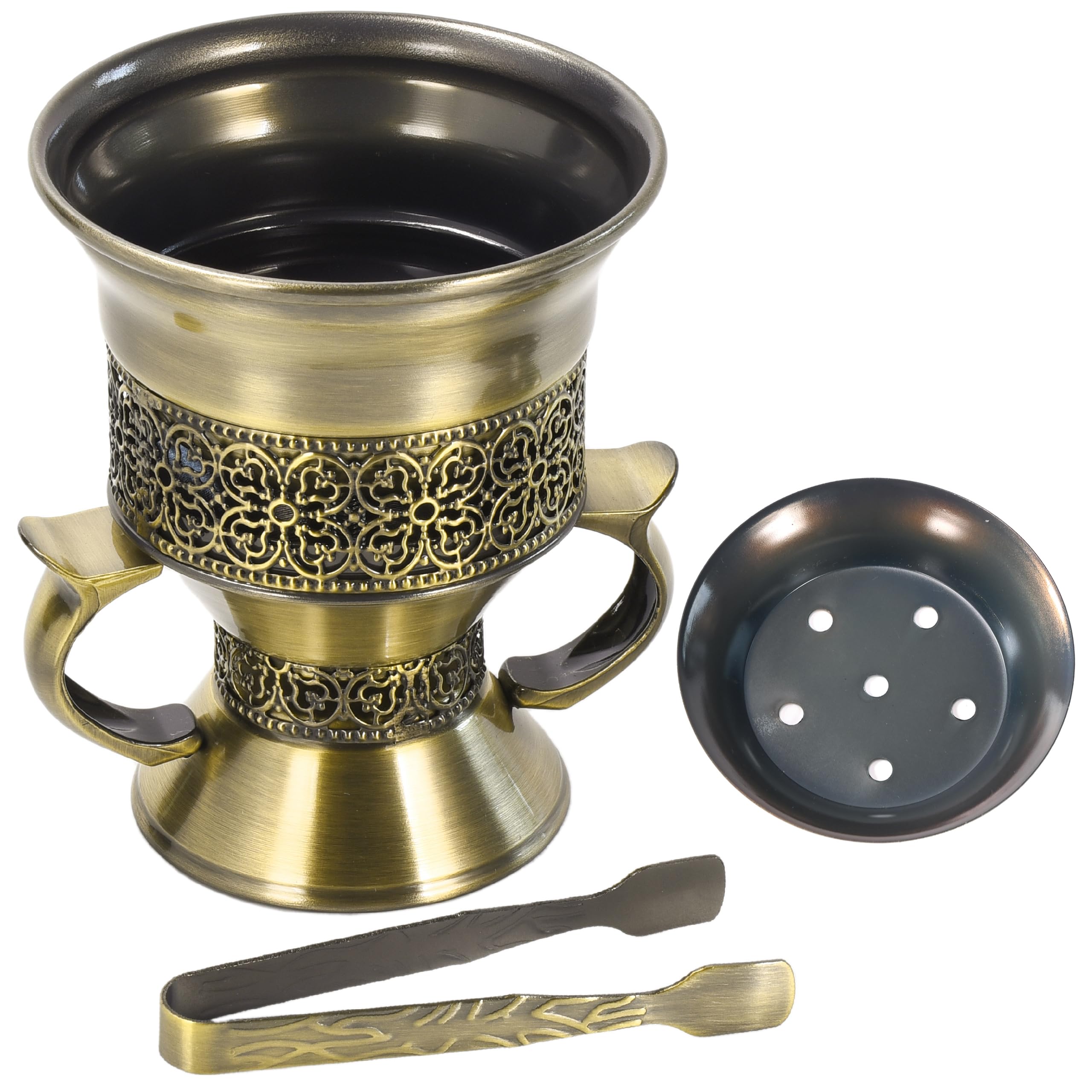 Frankincense Resin Incense Censer, Bakhoor Burner with Handle Tongs for Yoga, Spa Aromatherapy