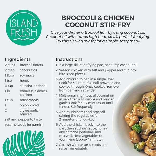 ISLAND FRESH ORGANIC COCONUT OIL, EXTRA VIRGIN, COLD-PRESSED, 54 FL OZ – USDA ORGANIC, NON-GMO FOR COOKING, BAKING, HAIR AND SKIN