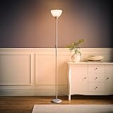 MiniSun Modern Silver Uplighter Floor Lamp with White Shade 180cm view 6