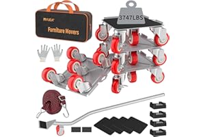 MYUEA【Upgrade Large】 Furniture Dolly,Furniture Movers with 5 Wheels,Carbon Steel Panel Heavy Duty Dolly,Furniture Lifter with 5 360° Rotatable Rubber Universal Wheels,Maximum Load 3747 LBS(Oversize)